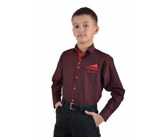 Рубашка детская на мальчика VELS 10117/10, Размер: 1, Цвет: бордо, фото 7 | Интернет-магазин Vels