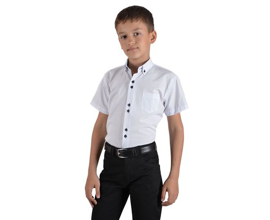 Рубашка детская на мальчика VELS 10117/1к/р, Размер: 8, Цвет: белая текстур.ромб | Интернет-магазин Vels