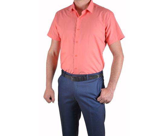 Рубашка мужская приталенная VELS 154 к/р, Размер: M, Цвет: коралловый, фото 2 | Интернет-магазин Vels
