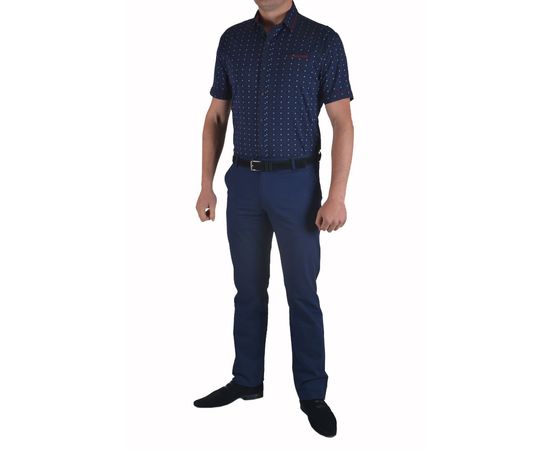 Рубашка мужская приталенная VELS 10112-1 к/р, Размер: M, Цвет: темно синий рисунок, фото 5 | Интернет-магазин Vels