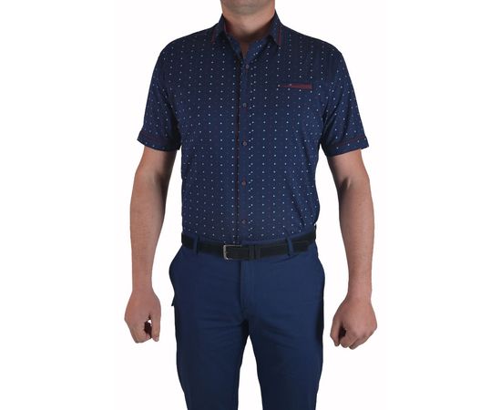 Рубашка мужская приталенная VELS 10112-1 к/р, Размер: M, Цвет: темно синий рисунок, фото 2 | Интернет-магазин Vels