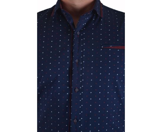 Рубашка мужская приталенная VELS 10112-1 к/р, Размер: M, Цвет: темно синий рисунок, фото 4 | Интернет-магазин Vels