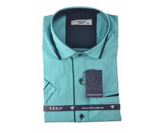 Сорочка чоловіча приталена VELS 10112-2, Розмір: M, Колір: бирюза рисунок | Інтернет-магазин Vels