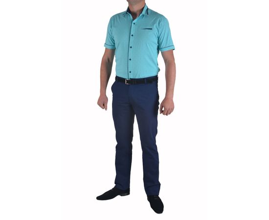 Рубашка мужская приталенная VELS 10112-2 к/р, Размер: M, Цвет: бирюза рисунок, фото 5 | Интернет-магазин Vels