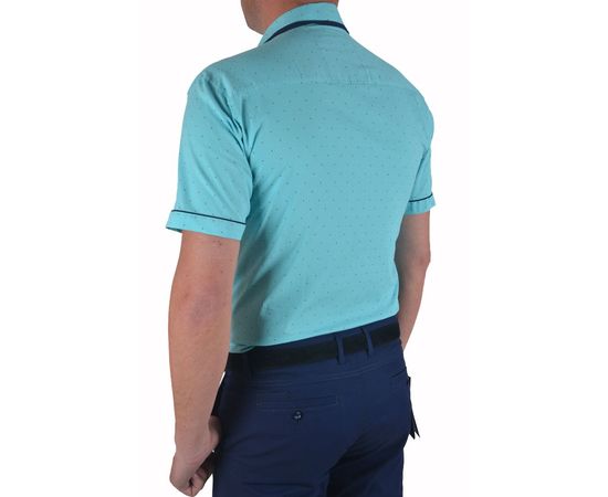 Рубашка мужская приталенная VELS 10112-2 к/р, Размер: M, Цвет: бирюза рисунок, фото 3 | Интернет-магазин Vels