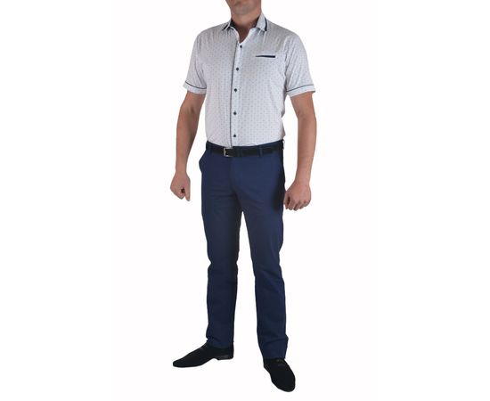 Рубашка мужская приталенная VELS 10112-4 к/р, Размер: M, Цвет: белый с рисунком, фото 5 | Интернет-магазин Vels