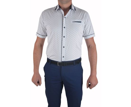 Рубашка мужская приталенная VELS 10112-4 к/р, Размер: M, Цвет: белый с рисунком, фото 2 | Интернет-магазин Vels