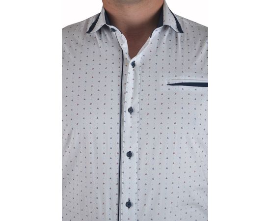 Рубашка мужская приталенная VELS 10112-4 к/р, Размер: M, Цвет: белый с рисунком, фото 4 | Интернет-магазин Vels