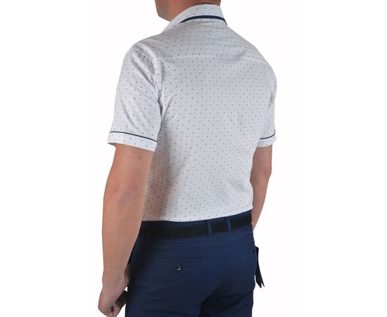 Рубашка мужская приталенная VELS 10112-4 к/р, Размер: M, Цвет: белый с рисунком, фото 3 | Интернет-магазин Vels