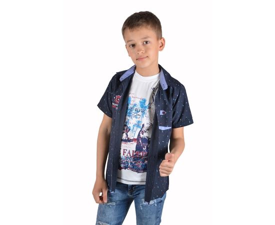 Рубашка детская с футболкой Furkan 01 к/р, Размер: 11, Цвет: чёрный | Интернет-магазин Vels