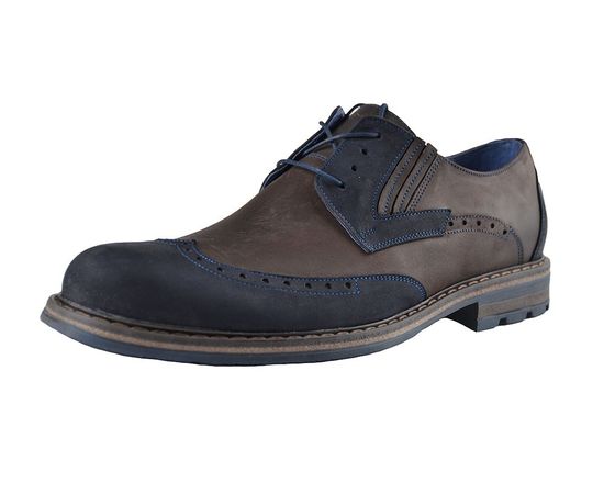 Броги мужские кожаные Vels C-5899, Размер: 44, Цвет: темно синий с коричневым | Интернет-магазин Vels