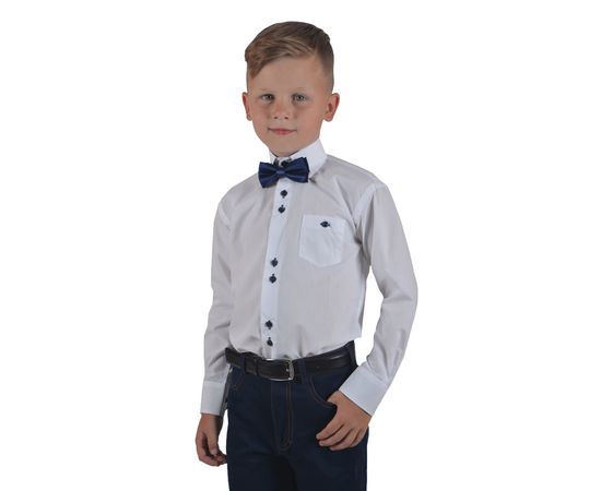 Рубашка детская на мальчика VELS 1 (05), Размер: 6, Цвет: белый с тём.син. отд., фото 2 | Интернет-магазин Vels
