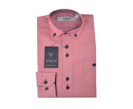 Рубашка детская на мальчика VELS 7024-1/10, Размер: 5, Цвет: розовая в клетку | Интернет-магазин Vels