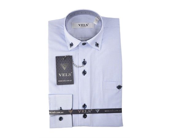 Рубашка детская на мальчика VELS 7551/1, Размер: 2, Цвет: белая в голубую клетку | Интернет-магазин Vels