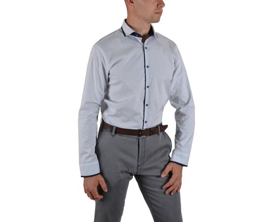 Рубашка мужская приталенная VELS 115/1, Размер: M, Цвет: белый рисунок , фото 2 | Интернет-магазин Vels