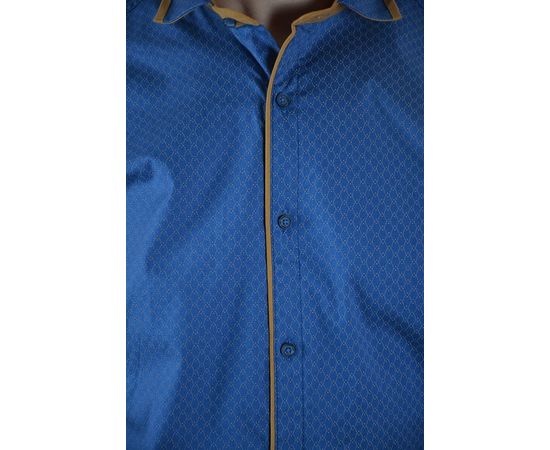 Рубашка мужская приталенная VELS 120/4, Размер: M, Цвет: темно синий с отдел. горчичной, фото 4 | Интернет-магазин Vels