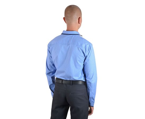 Рубашка мужская приталенная VELS 110/2, Размер: M, Цвет: голубая темно-синяя отделка, фото 3 | Интернет-магазин Vels