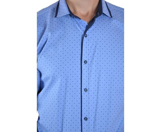 Рубашка мужская приталенная VELS 110/2, Размер: M, Цвет: голубая темно-синяя отделка, фото 4 | Интернет-магазин Vels
