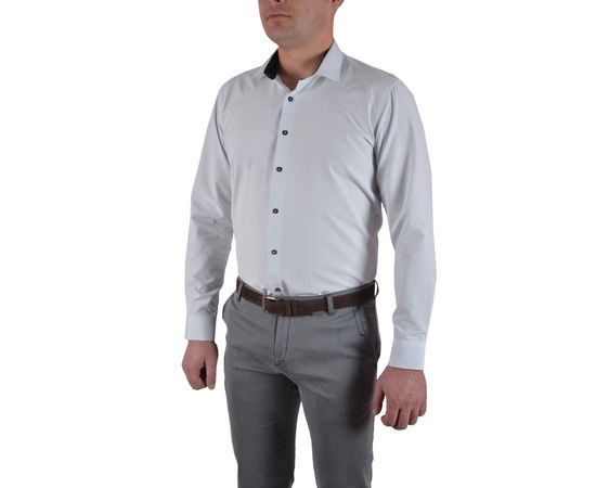 Рубашка мужская приталенная VELS 16005-1, Размер: M, Цвет: белая в точку, фото 2 | Интернет-магазин Vels