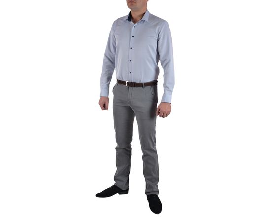 Рубашка мужская приталенная VELS 16009-2, Размер: M, Цвет: голубая в клетку, фото 4 | Интернет-магазин Vels