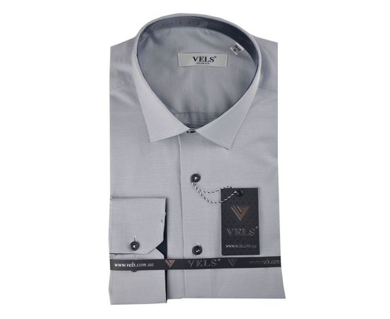 Рубашка мужская приталенная VELS 16009-2, Размер: M, Цвет: голубая в клетку | Интернет-магазин Vels
