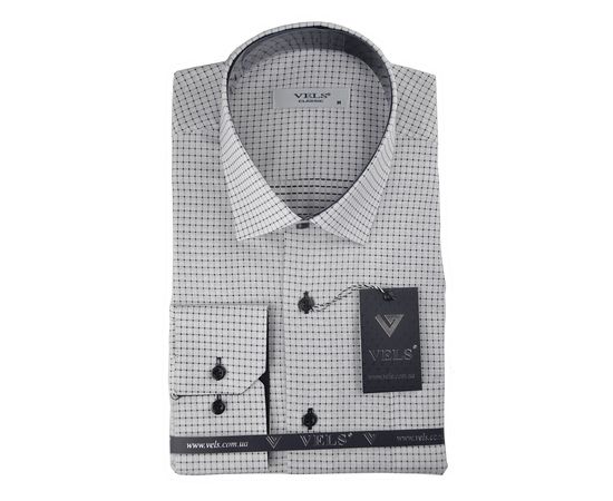 Рубашка мужская классическая VELS 13895-1, Размер: M, Цвет: чёрная  клетка | Интернет-магазин Vels