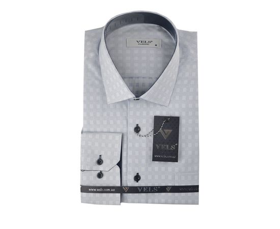 Рубашка мужская классическая VELS 6452-1, Размер: M, Цвет: голубая в клетку | Интернет-магазин Vels