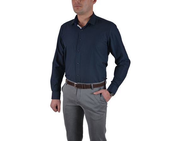 Сорочка чоловіча приталена VELS 030, Розмір: M, Колір: темно синий; текстура, фото 2 | Інтернет-магазин Vels