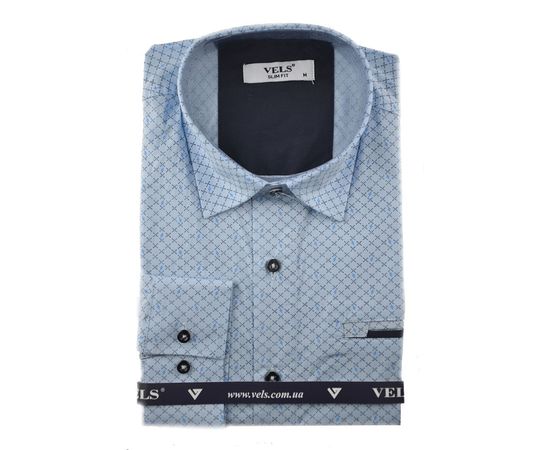 Сорочка чоловіча приталена VELS 130/2, Розмір: M, Колір: голубой рисунок | Інтернет-магазин Vels