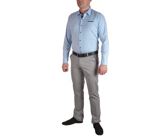 Рубашка мужская приталенная VELS 130/2, Размер: 2XL, Цвет: голубой рисунок, фото 4 | Интернет-магазин Vels