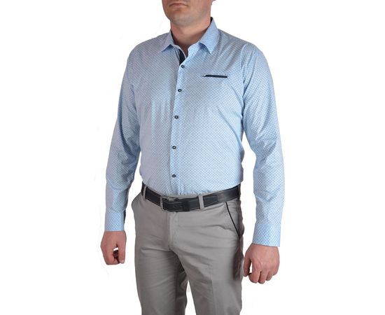 Рубашка мужская приталенная VELS 130/2, Размер: 2XL, Цвет: голубой рисунок, фото 2 | Интернет-магазин Vels