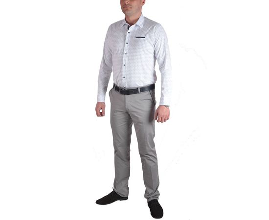 Сорочка чоловіча приталена VELS 130/3, Розмір: L, Колір: белый рисунок , фото 4 | Інтернет-магазин Vels