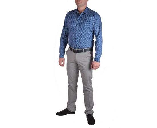 Рубашка мужская приталенная VELS 130/4, Размер: M, Цвет: синий с рисунком, фото 4 | Интернет-магазин Vels