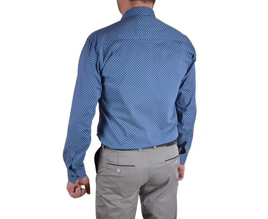 Рубашка мужская приталенная VELS 130/4, Размер: M, Цвет: синий с рисунком, фото 3 | Интернет-магазин Vels