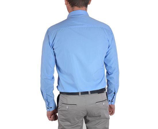 Рубашка мужская приталенная VELS 18, Размер: S, Цвет: голубая с т.син. отд., фото 3 | Интернет-магазин Vels