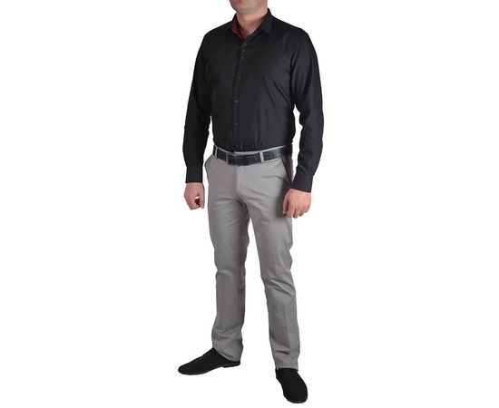 Рубашка мужская приталенная VELS 21 отд., Размер: M, Цвет: чёрный с бордовой отделкой, фото 4 | Интернет-магазин Vels