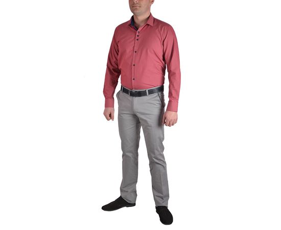 Рубашка мужская приталенная VELS 125, Размер: M, Цвет: бордо с т.син. отделкой, фото 4 | Интернет-магазин Vels