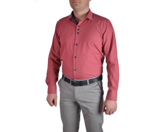 Рубашка мужская приталенная VELS 125, Размер: M, Цвет: бордо с т.син. отделкой, фото 2 | Интернет-магазин Vels