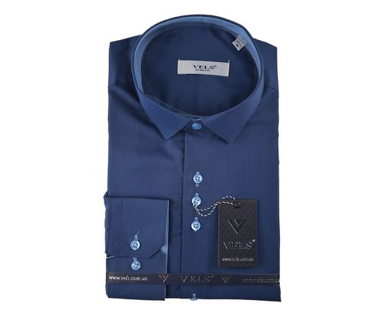 Рубашка мужская приталенная VELS 227, Размер: S, Цвет: синий отделка | Интернет-магазин Vels