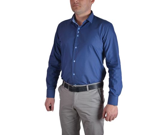 Рубашка мужская приталенная VELS 227, Размер: L, Цвет: синий отделка, фото 2 | Интернет-магазин Vels