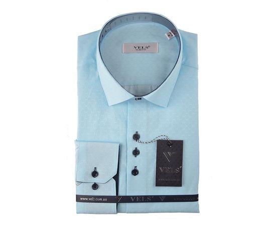 Рубашка мужская приталенная VELS 9069-21, Размер: L, Цвет: бирюза рисунок | Интернет-магазин Vels
