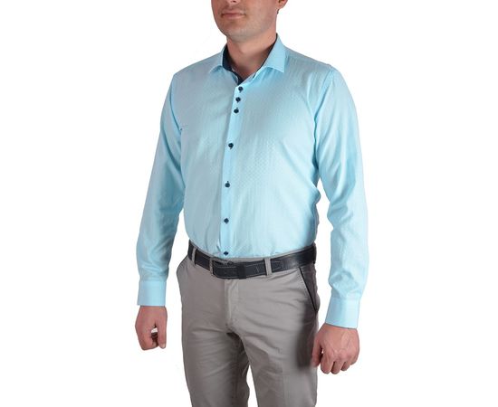 Сорочка чоловіча приталена VELS 9069-21, Розмір: M, Колір: бирюза рисунок, фото 2 | Інтернет-магазин Vels