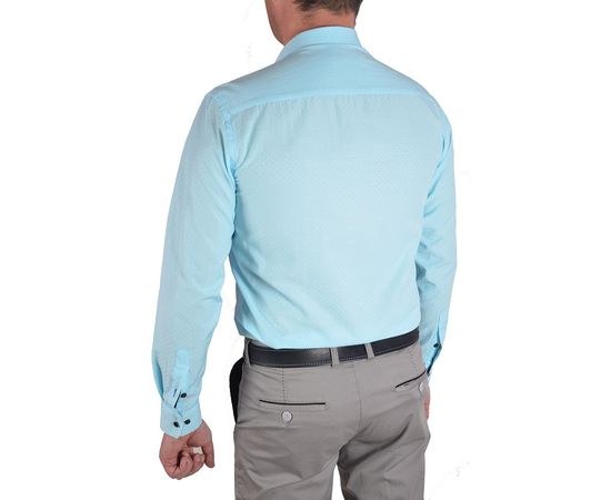 Сорочка чоловіча приталена VELS 9069-21, Розмір: M, Колір: бирюза рисунок, фото 3 | Інтернет-магазин Vels