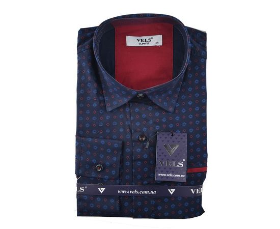 Рубашка мужская приталенная VELS 130/1, Размер: M, Цвет: темно синий рисунок | Интернет-магазин Vels