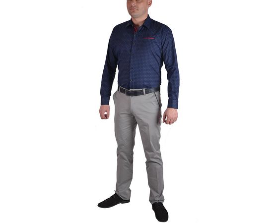 Рубашка мужская приталенная VELS 130/1, Размер: M, Цвет: темно синий рисунок, фото 4 | Интернет-магазин Vels