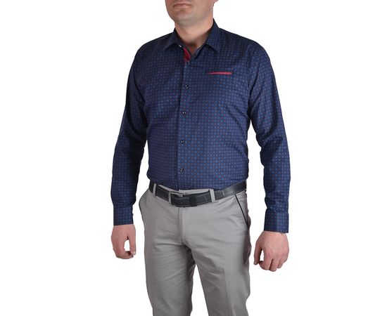 Рубашка мужская приталенная VELS 130/1, Размер: M, Цвет: темно синий рисунок, фото 2 | Интернет-магазин Vels