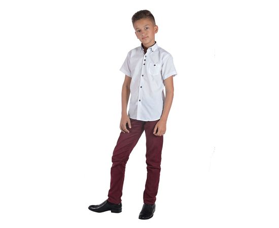 Рубашка детская на мальчика VELS 1 (02) к/р, Размер: 1, Цвет: белый с бордовой отделкой, фото 5 | Интернет-магазин Vels
