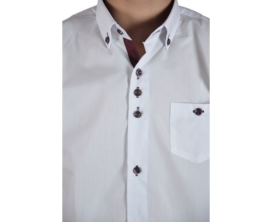 Рубашка детская на мальчика VELS 1 (02) к/р, Размер: 1, Цвет: белый с бордовой отделкой, фото 4 | Интернет-магазин Vels