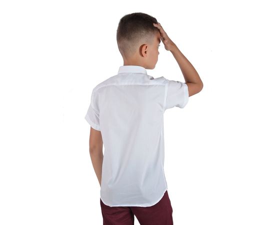 Рубашка детская на мальчика VELS 1 (02) к/р, Размер: 1, Цвет: белый с бордовой отделкой, фото 3 | Интернет-магазин Vels