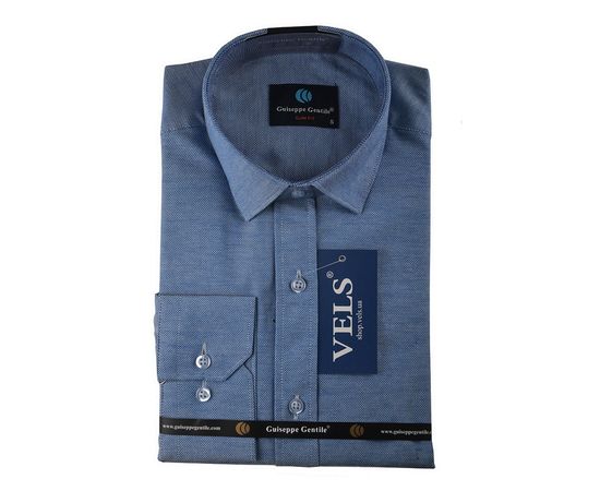 Рубашка мужская приталенная Guiseppe 01, Размер: S, Цвет: джинс  | Интернет-магазин Vels